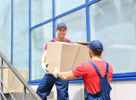 Commercial removals setup in Hackney with office furniture and equipment