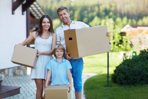 Staff reviewing safety steps before starting a moving job