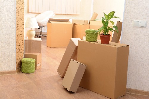 Furniture and boxes prepared for a Hackney house move